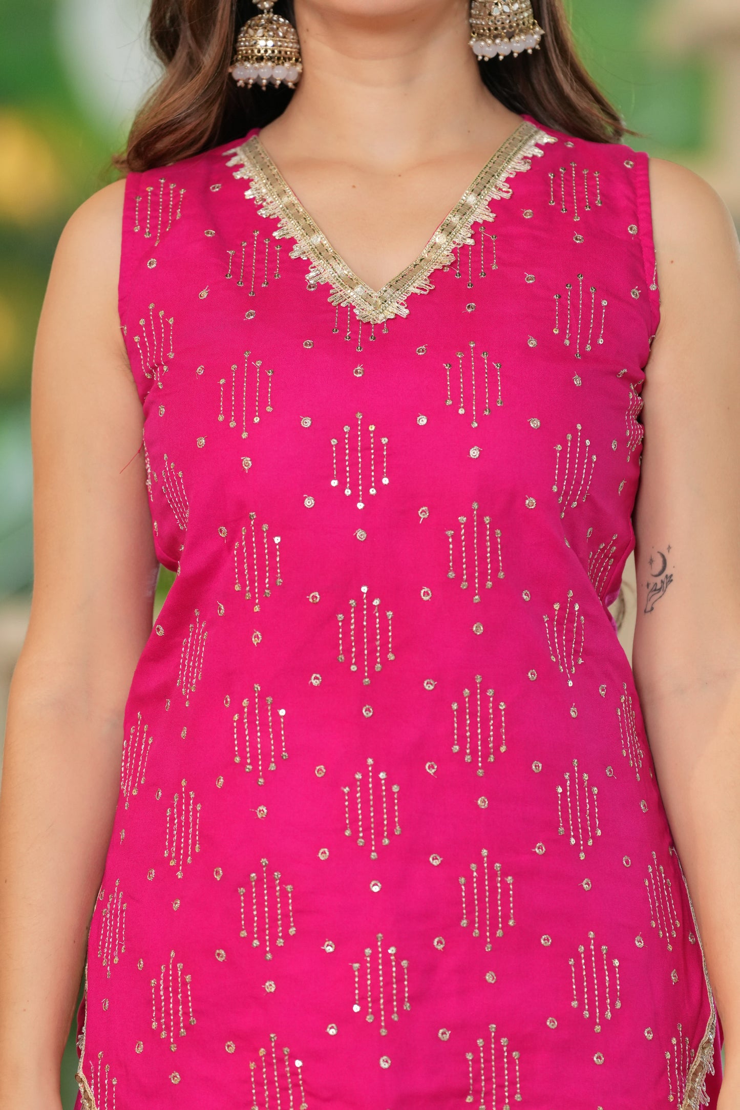 Gulabi Dhara Embroidery Co-Ord Set || Pink