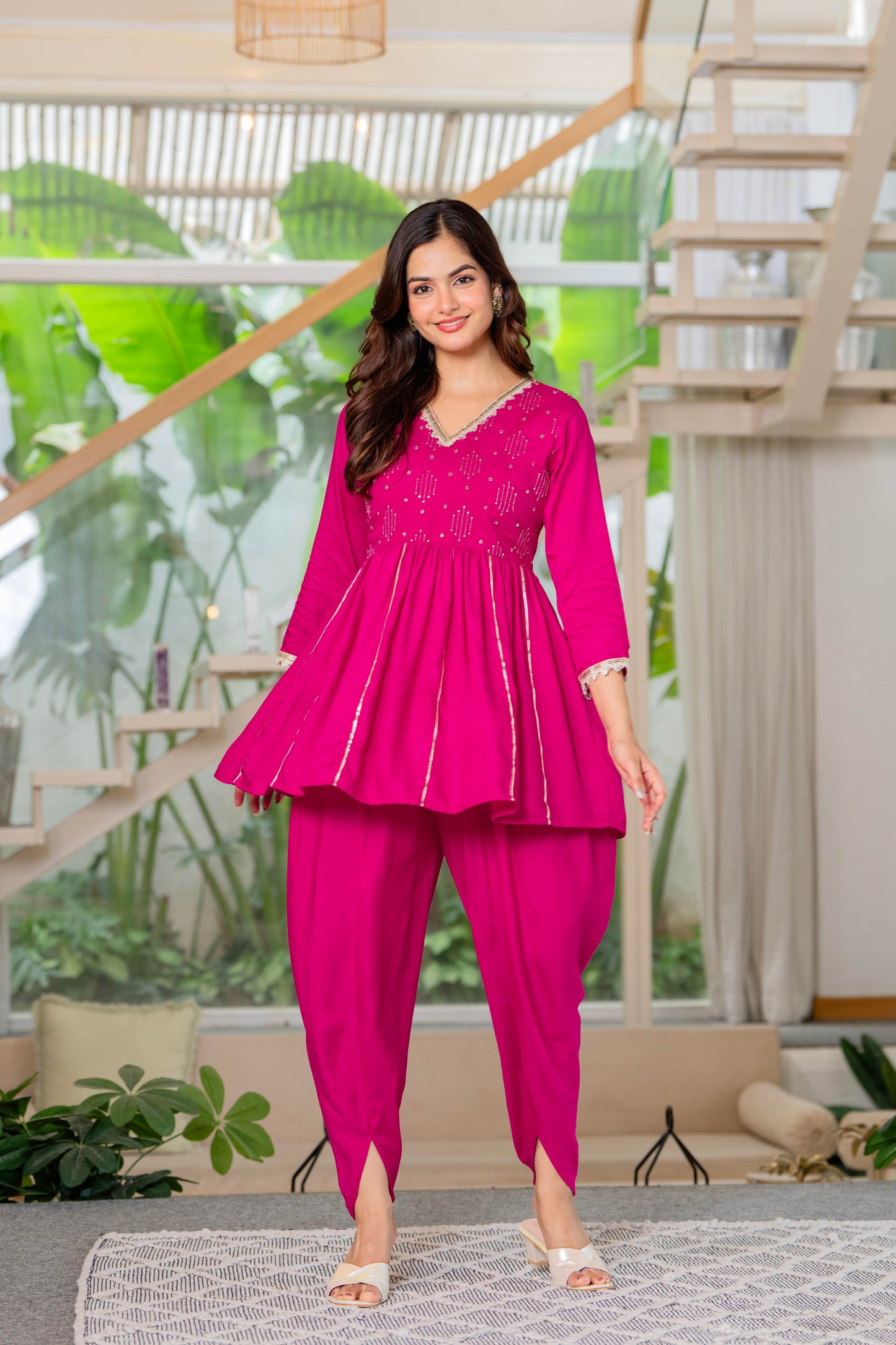 Rose Radiance Dhoti Kurta Set