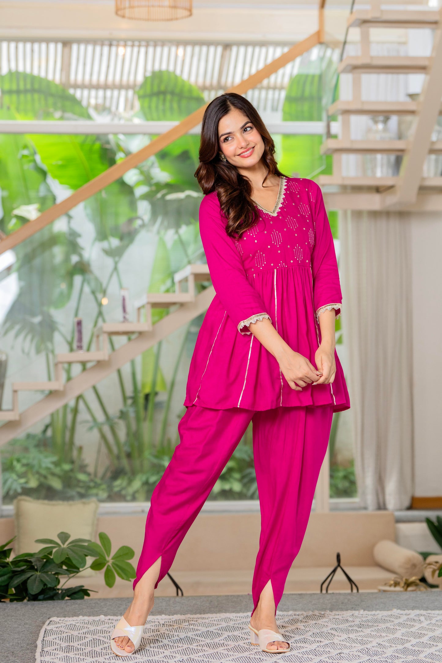 Rose Radiance Dhoti Kurta Set