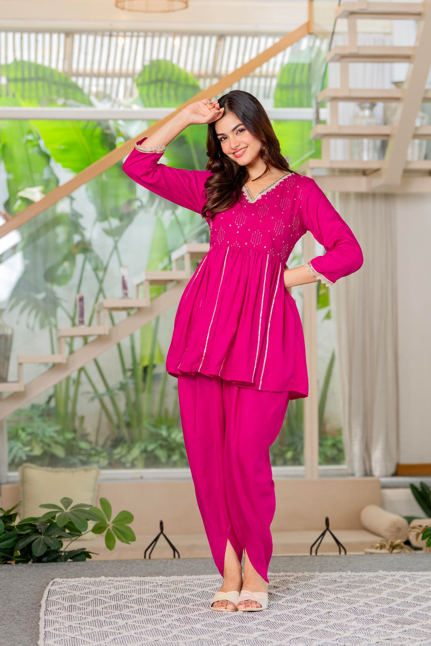 Rose Radiance Dhoti Kurta Set