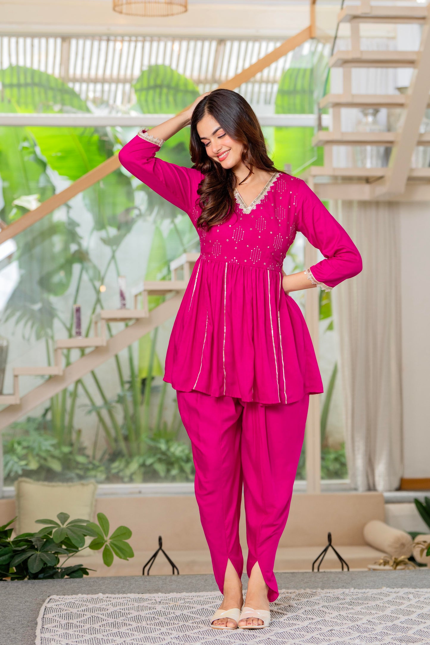 Rose Radiance Dhoti Kurta Set