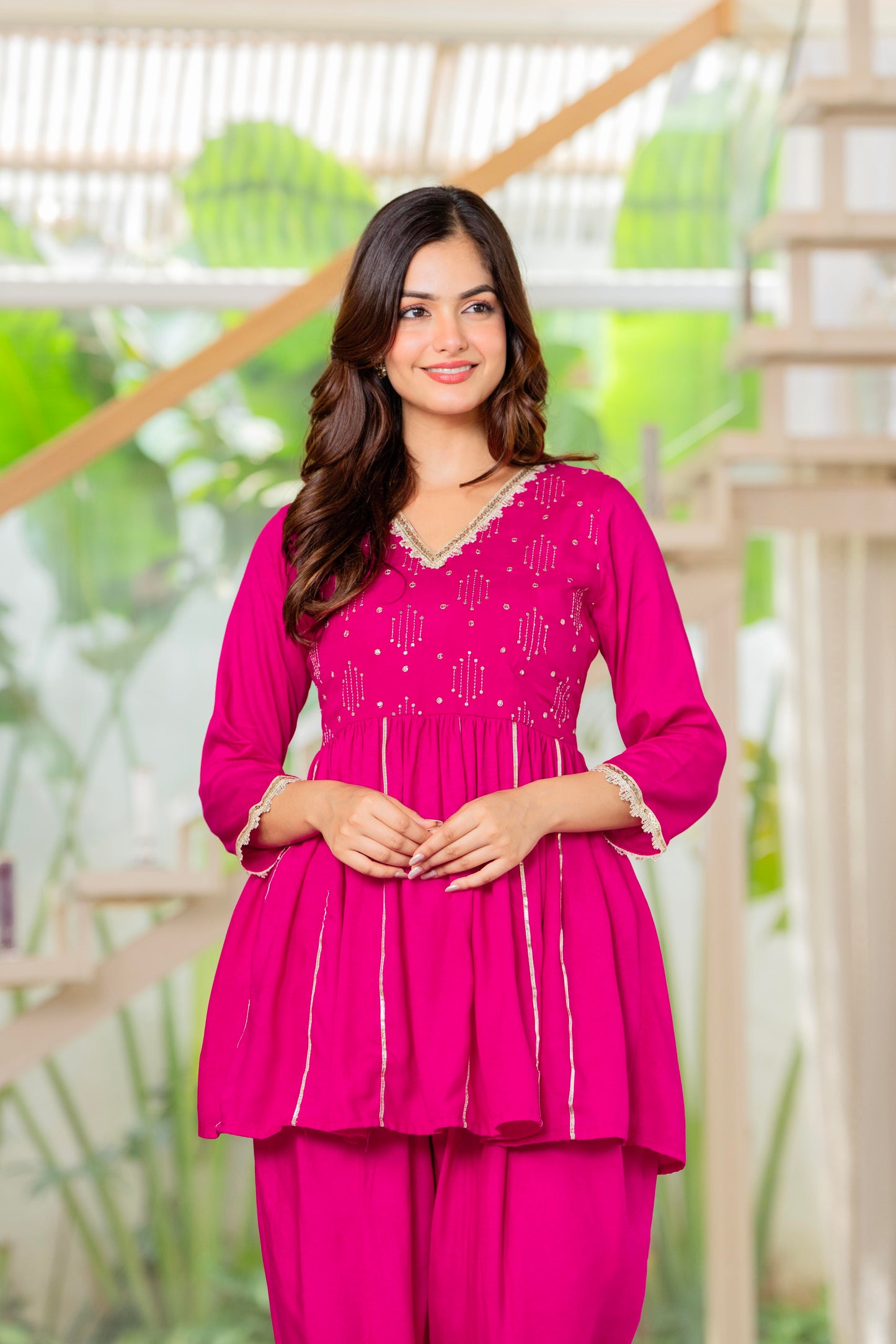 Rose Radiance Dhoti Kurta Set