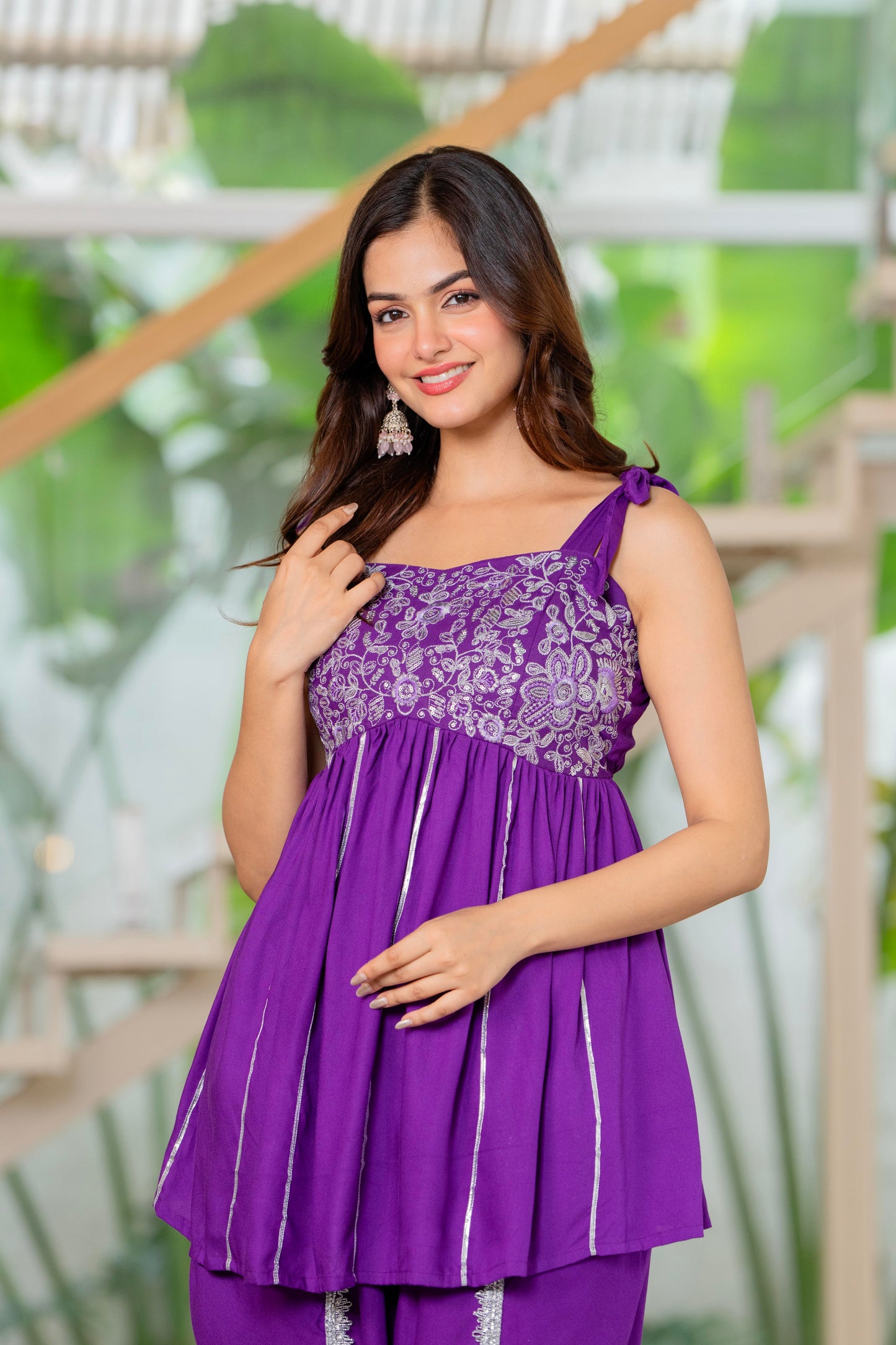 Purple Embroidered Dhoti Kurta Set