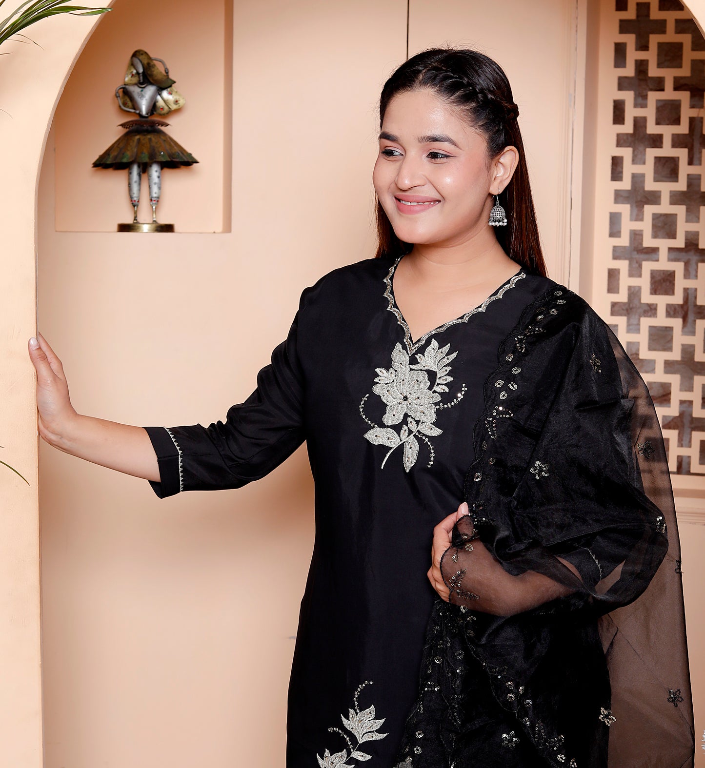 Elegant Black Embroidered Salwar Suit Set