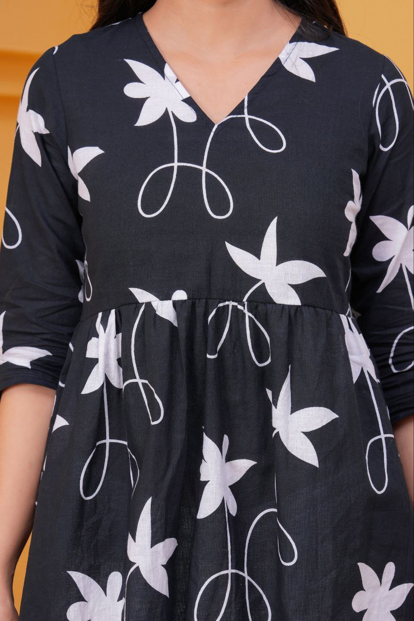 Midnight Bloom Cotton Top